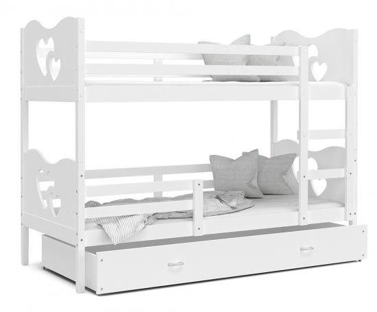 Detská poschodová posteľ MAX 200x90cm BIELA-BIELA