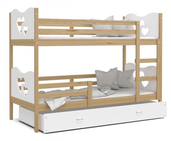 Detská poschodová posteľ MAX 200x90cm BOROVICA-BIELA
