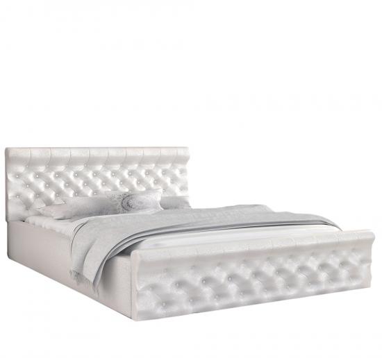 Luxusná posteľ CHICAGO 140x200 s kovovým zdvižným roštom BIELA