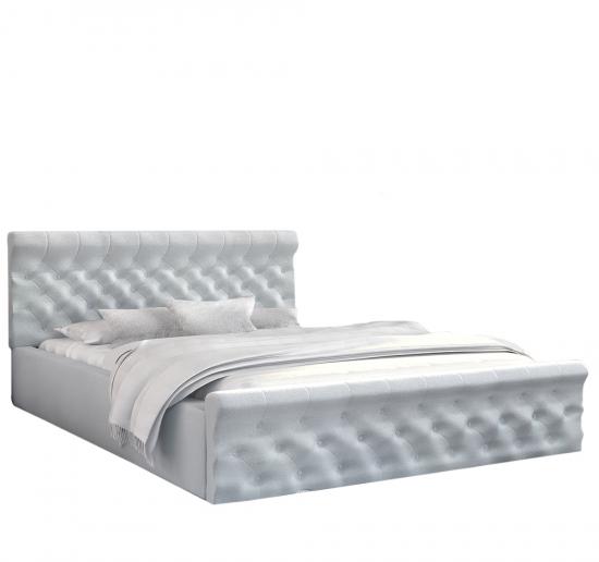 Luxusná posteľ CHICAGO 140x200 s kovovým zdvižným roštom SVETLO ŠEDÁ