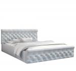 Luxusná posteľ CHICAGO 160x200 s kovovým zdvižným roštom SVETLO ŠEDÁ