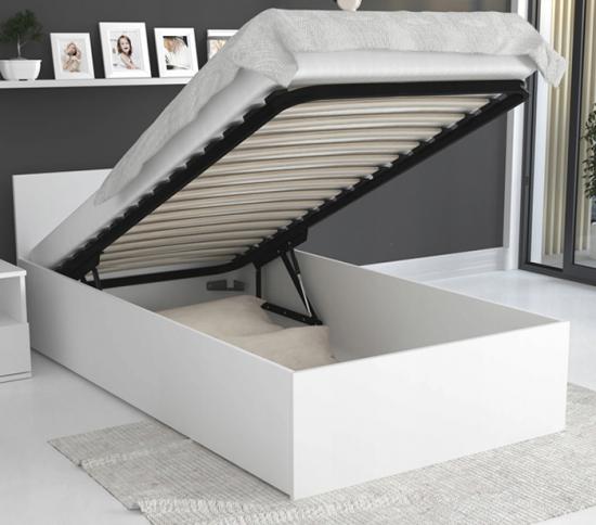 Jednolôžková posteľ PANAMA 90x200 so zdvižným roštom BIELA