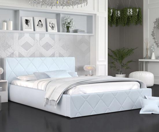 Luxusná posteľ CARO 90x200 s kovovým zdvižným roštom SVETLO MODRA