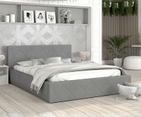 Luxusná posteľ CARO 140x200 s kovovým zdvižným roštom SIVÁ