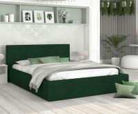 Luxusná posteľ CARO 140x200 s kovovým zdvižným roštom ZELENA