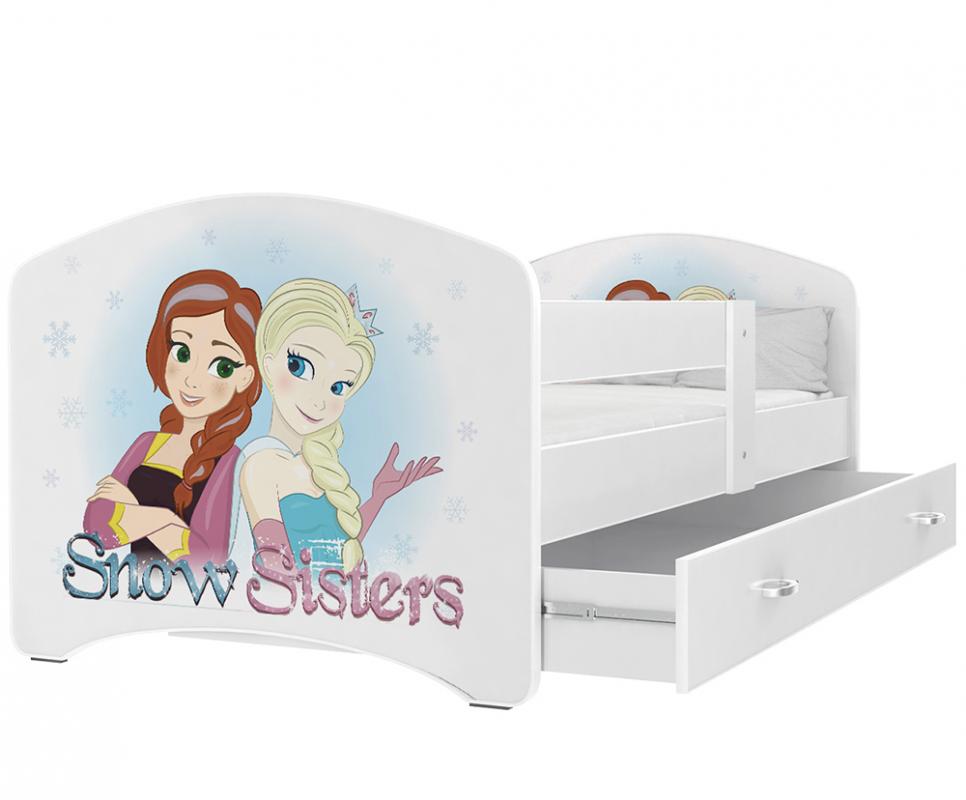 Rozprávková posteľ LUCKY 160x80 Biela SNOW SISTERS 44L