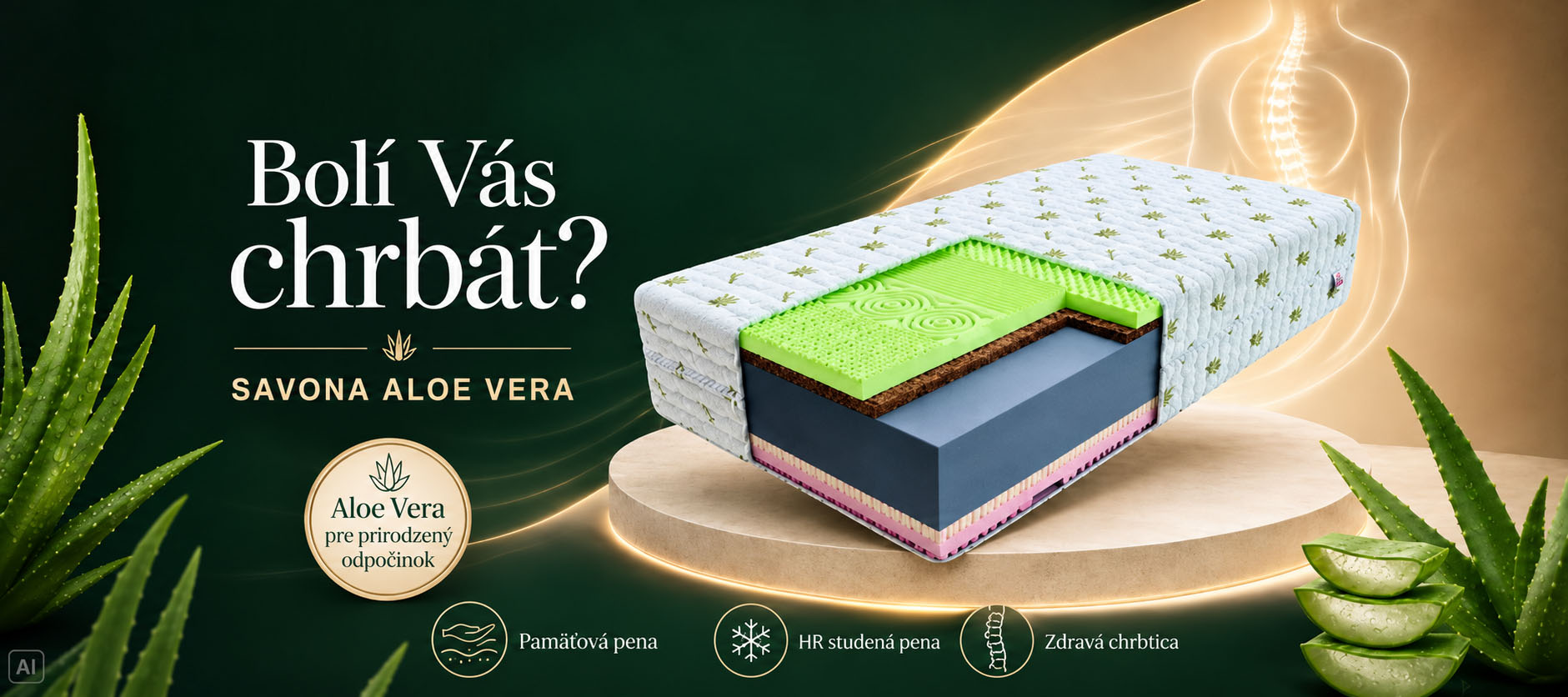 Zdravotný penový matrac SAVONA ALOE VERA 90x200 cm pamäťová pena aj HR studená pena