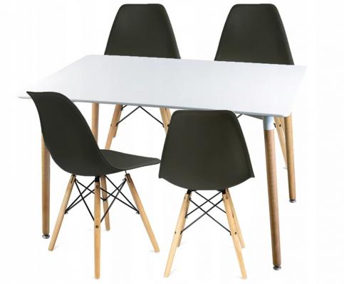 Moderní set židle se stolem ČERNÁ (4 židle, 1 stůl)