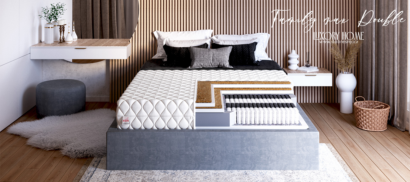 Taštičkový matrac FAMILY MAX DOUBLE JERSEY 120x200 cm s kokosom 25cm