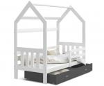 Detská posteľ DOMEK 2 so šuplíkom 190x80 cm biela sivá