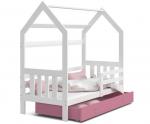 Detská posteľ DOMEK 2 so šuplíkom 190x80 cm biela ružová
