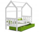 Detská posteľ DOMEK 2 so šuplíkom 190x80 cm biela zelená