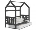 Detská posteľ DOMEK 2 so šuplíkom 190x80 cm sivá biela