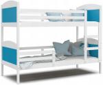 Detská poschodová posteľ Matyas 190x80 bez šuplíka BIELA-MODRÁ