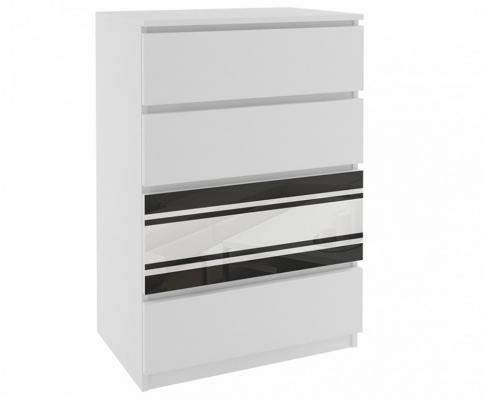 Komoda GEOMETRIC Biela - Biela - Biela/Čierna lesklá