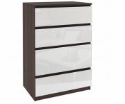 Komoda BEAUTY Gaštan - Biela lesklá