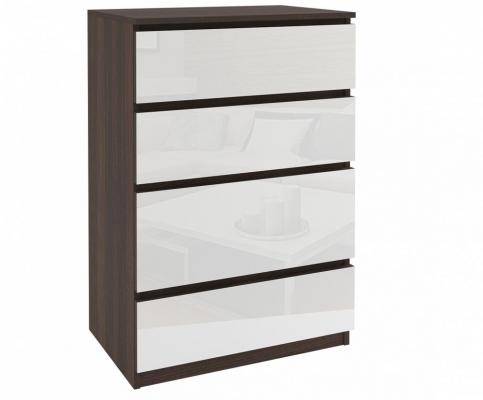 Komoda BEAUTY Gaštan - Biela lesklá