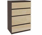 Komoda BEAUTY Gaštan - Krémová lesklá