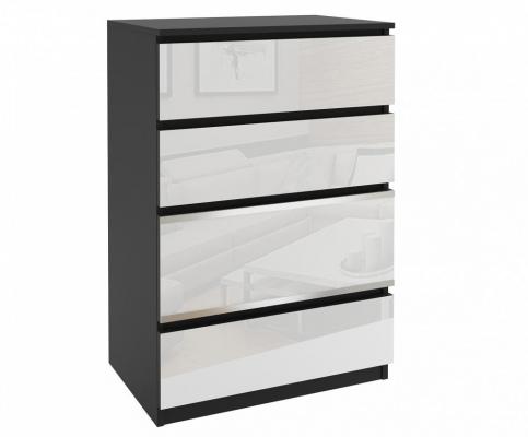 Komoda BEAUTY2 Čierna - Biela lesklá