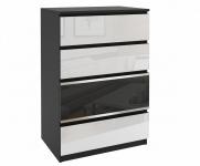Komoda BEAUTY2 Čierna - Biela/Čierna lesklá
