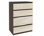 Komoda BEAUTY2 Gaštan - Krémová lesklá