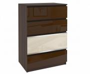 Komoda BEAUTY2 Gaštan - Gaštan/Krémová lesklá