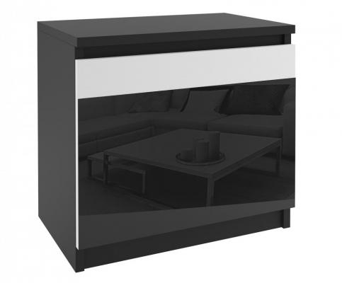 Nočný stolík SIMPLY2 Čierna - Biela/Čierna lesklá