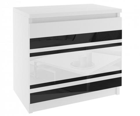 Nočný stolík GEOMETRIC Biela - Čierna/Biela lesklá