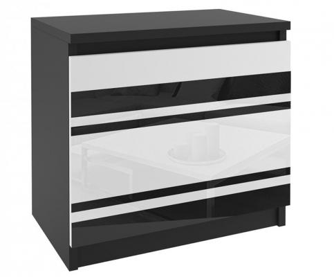 Nočný stolík GEOMETRIC Čierna - Čierna/Biela lesklá