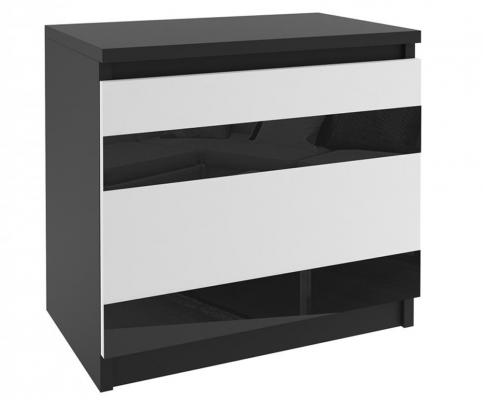 Nočný stolík MIRROR Čierna - Biela/Čierna lesklá