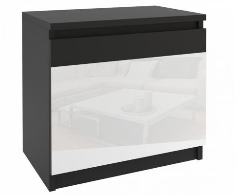 Nočný stolík BEAUTY Čierna - Čierna/Biela lesklá