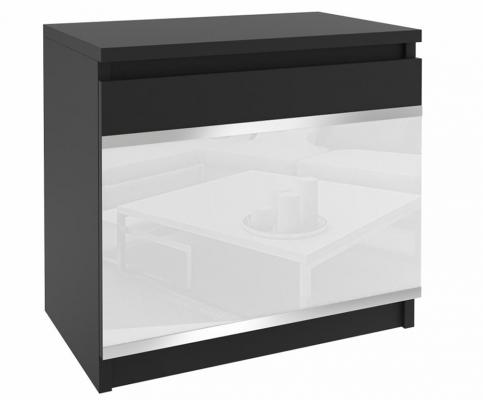 Nočný stolík BEAUTY2 Čierna - Čierna/Biela lesklá