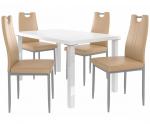 Kvalitný set ROBERTO stôl a stoličky Biela/Cappucino (1stôl, 4stoličky)