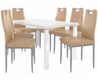 Kvalitný set ROBERTO stôl a stoličky Biela/Cappucino (1stôl, 6 stoličiek)