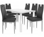 Kvalitný set ROBERTO stôl a stolička Biela/Čierna (1stôl, 6 stoličiek)