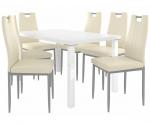Kvalitný set ROBERTO stôl a stolička Biela/krémová (1stôl, 6 stoličiek)