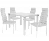 Kvalitný set MODERNO stôl a stolička Biela/Biela (1stôl, 4stoličky)