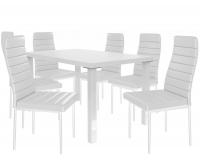Kvalitný set MODERNO stôl a stolička Biela/Biela (1stôl, 6 stoličiek)