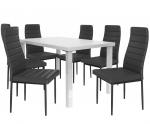 Kvalitný set MODERNO stôl a stolička Biela/Čierna (1stôl, 6 stoličiek)