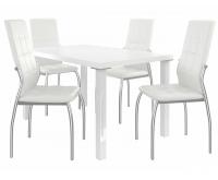Kvalitný set LORENO stôl a stoličky Biela/Biela (1stôl, 4stoličky)