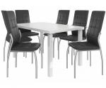 Kvalitný set LORENO stôl a stolička Biela/Čierna (1stôl, 4stoličky)
