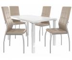 Kvalitný set LORENO stôl a stolička Biela/Béžová (1stôl, 4stoličky)