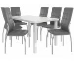 Kvalitný set LORENO stôl a stolička Biela/Šedá (1stôl, 6 stoličiek)