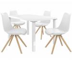 Kvalitný set AMARETO stôl a stoličky Biela/Biela (1stôl, 4stoličky)