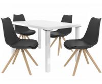 Kvalitný set AMARETO stôl a stolička Biela/Čierna (1stôl, 4stoličky)