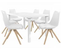 Kvalitný set AMARETO stôl a stoličky Biela/Biela (1stôl, 6 stoličiek)