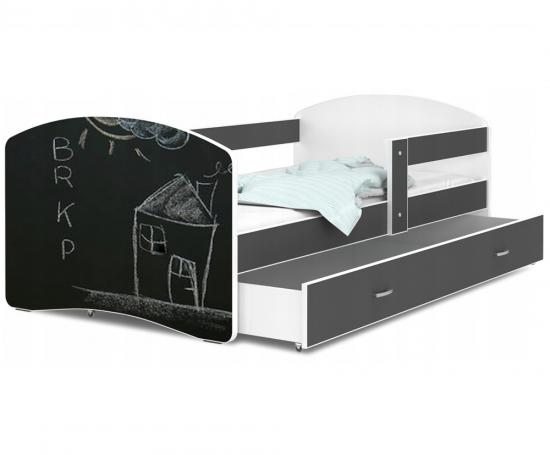 Detská posteľ s tabuľou na písanie LUKI 160x80 cm ŠEDÁ