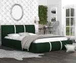 Čalúnená manželská posteľ PLATINUM zelená biela 140x200 Trinity s kovovým roštom