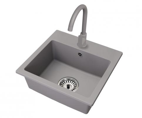 Granitový drez DON + batéria DECO ŠEDÉ 44,2 x 41,5 x 17,1cm
