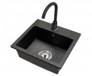 Granitový drez DON + batéria DECO ČIERNA ŽULA 44,2 x 41,5 x 17,1cm
